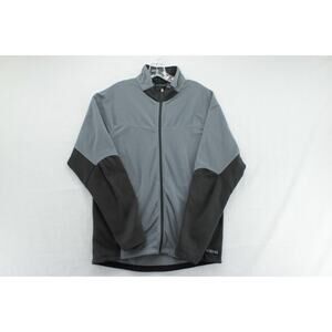 REI Jacket Men's Large Gray Black Fleece Full Zip Pockets Sweater Mock Neck